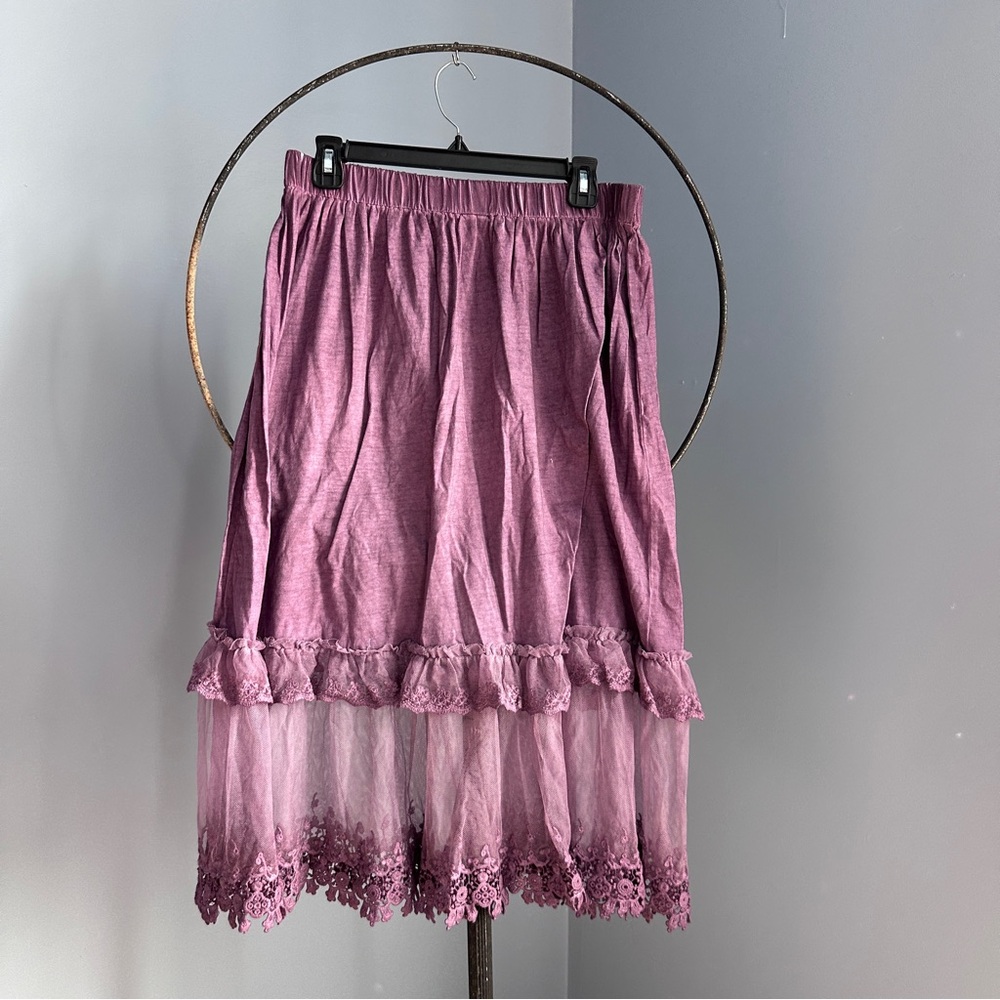 Jaded Gypsy Elegant Purple Lace Hem Skirt